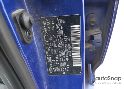 2013 Hyundai Accent Gls z USA, uszkodzony, nr VIN KMHCT4AE4DU368147